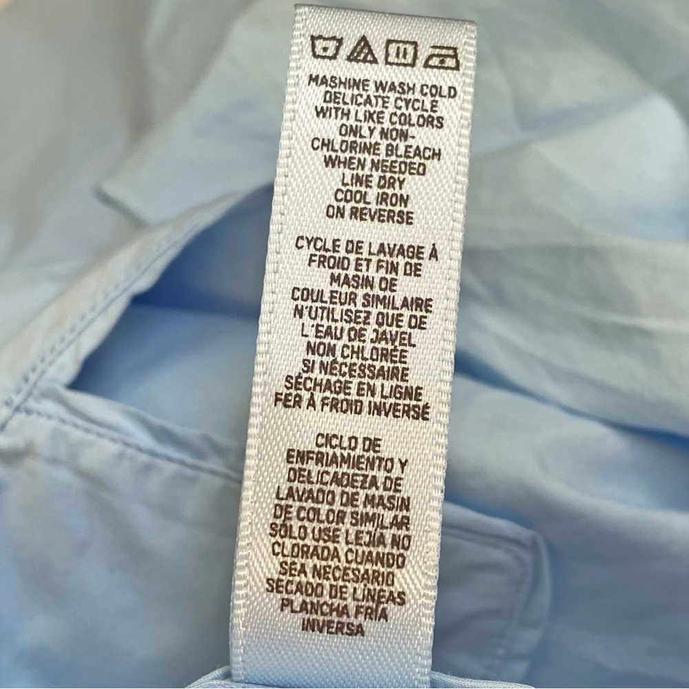 SKIMS GLACIER LIGHT BLUE COTTON POPLIN BUTTON UP LONG SLEEVE SLEEP TOP - Picture 7 of 9